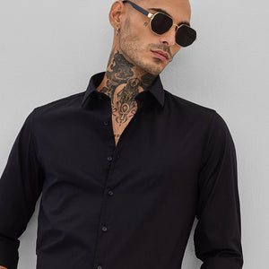 Black Stretchable Slim Fit Shirt