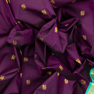 Magenta Handloom Kanchipuram Korvai Silk Saree With Annam Buttas