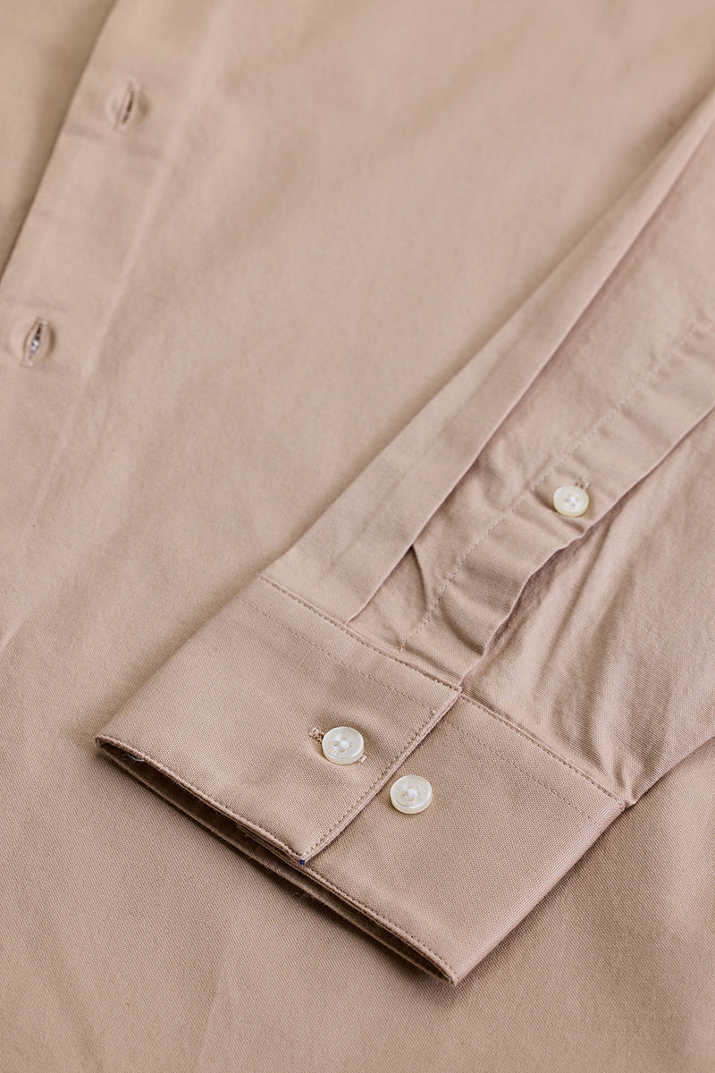 Beige Stretchable Slim Fit Shirt
