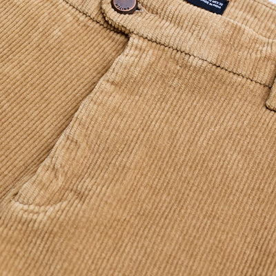 Beige Corduroy Slim Fit Trousers
