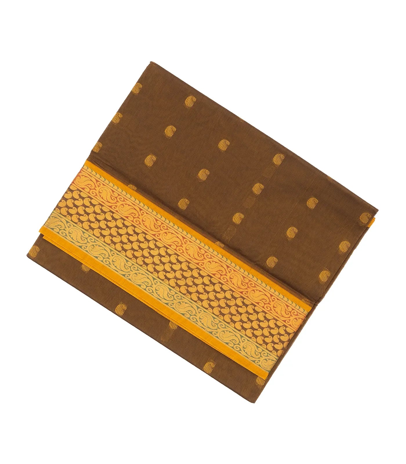 Dark Olive Venkatagiri Cotton Saree With Mango Motifs