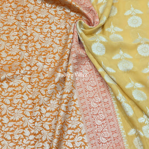 Sandal Color Banarasi Khaddi Georgette Saree With Tassels