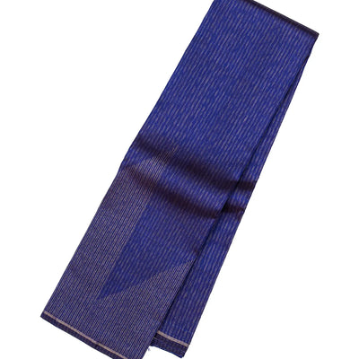 Dark Blue Handloom Kanchipuram Silk Saree With Zari Stripes