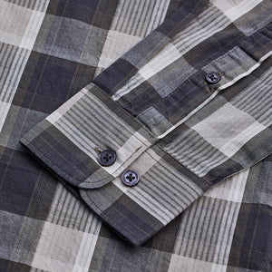 Charcoal Grey Checks Slim Fit Shirt