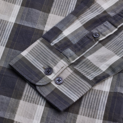 Charcoal Grey Checks Slim Fit Shirt
