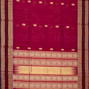 Pink Handloom Silk Cotton Saree With Parrot Buttas