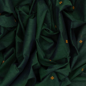 Bottle Green Handloom Rasipuram Cotton Saree With Plus Buttas