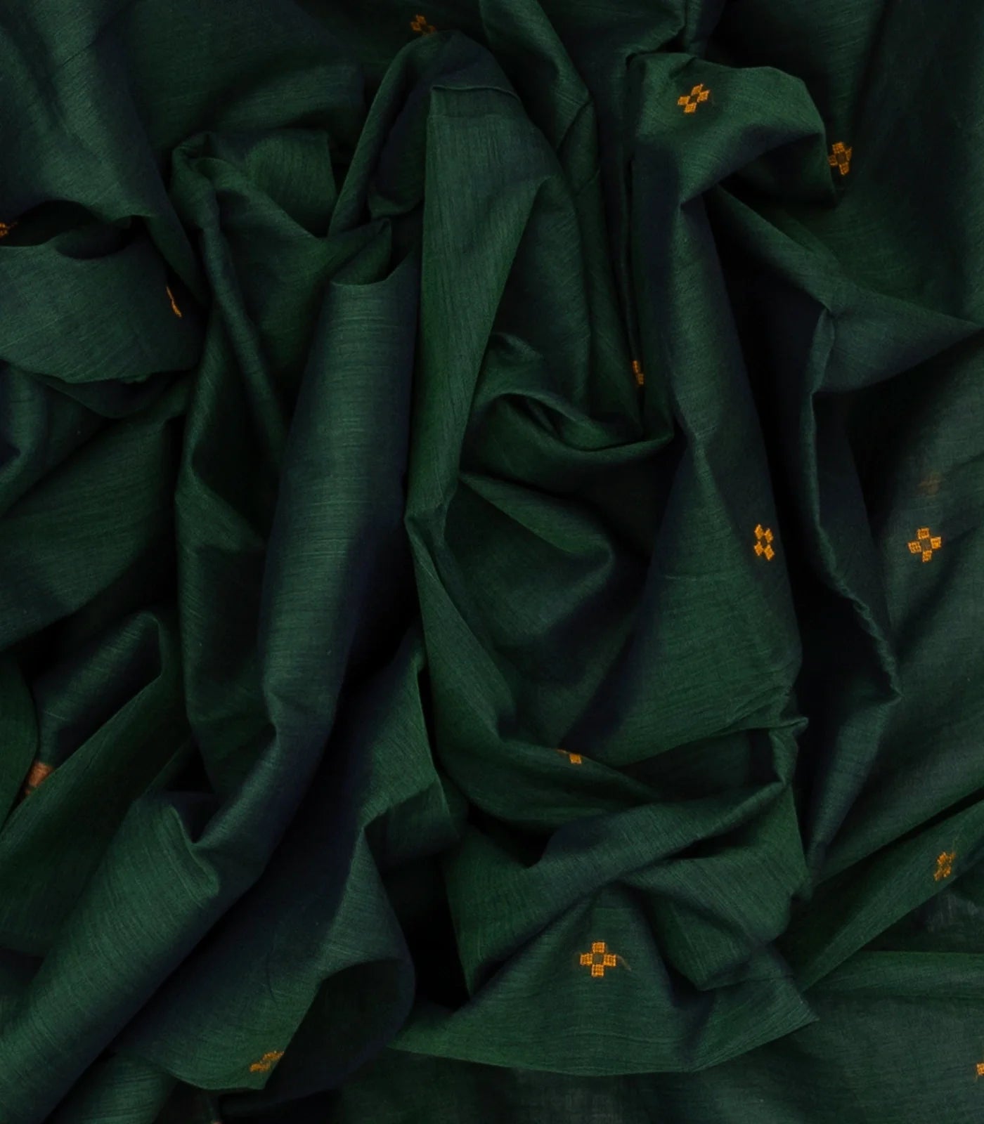 Bottle Green Handloom Rasipuram Cotton Saree With Plus Buttas