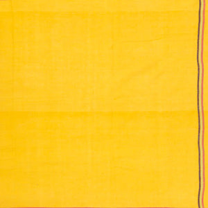 Turmeric Yellow Handloom Bhujodi Cotton Saree With Cross Buttas
