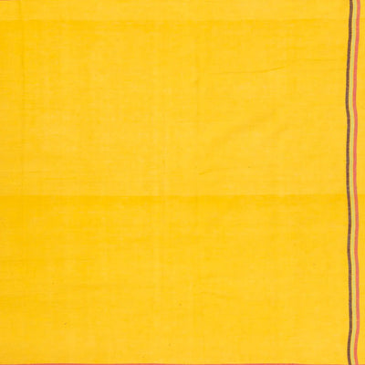 Turmeric Yellow Handloom Bhujodi Cotton Saree With Cross Buttas