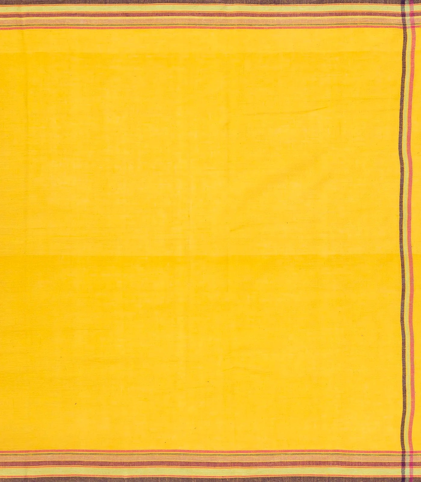Turmeric Yellow Handloom Bhujodi Cotton Saree With Cross Buttas