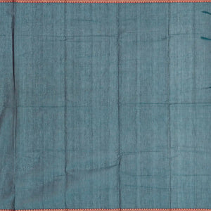Teal Handloom Kanchi Cotton Saree With Annam Buttas.