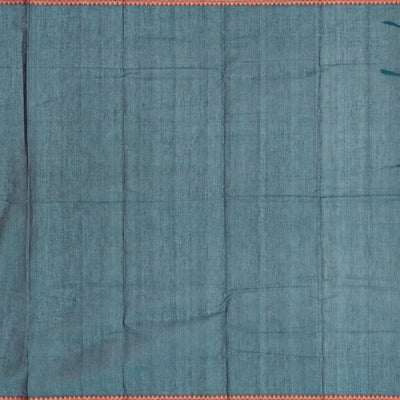 Teal Handloom Kanchi Cotton Saree With Annam Buttas.