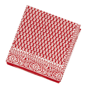 Red Woven Jaipur Cotton Saree Printed And White Floral Motifs