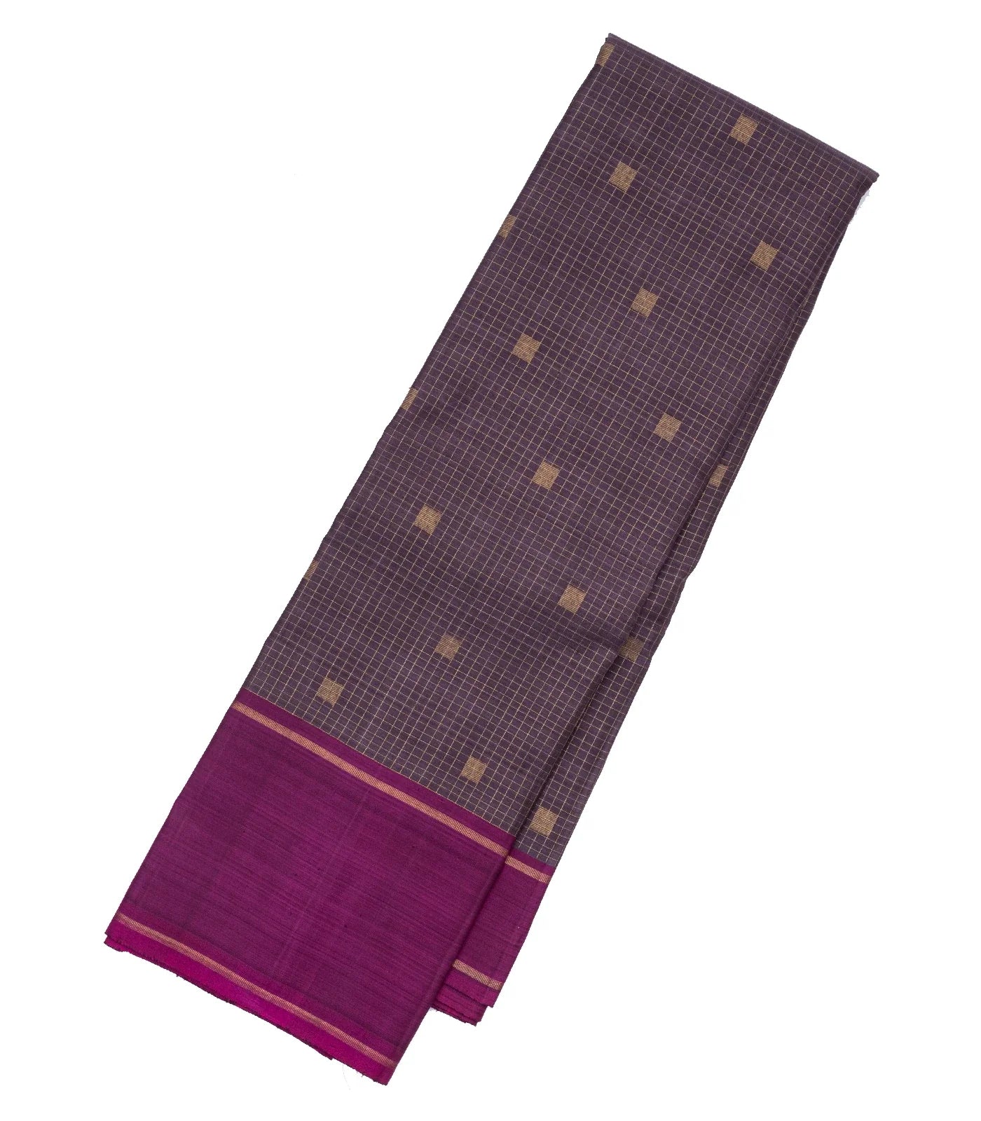 Lilac Handloom Kanchipuram Silk Saree With Checks & Buttas