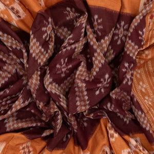 Maroon Handloom Orissa Cotton Saree With Beige Border