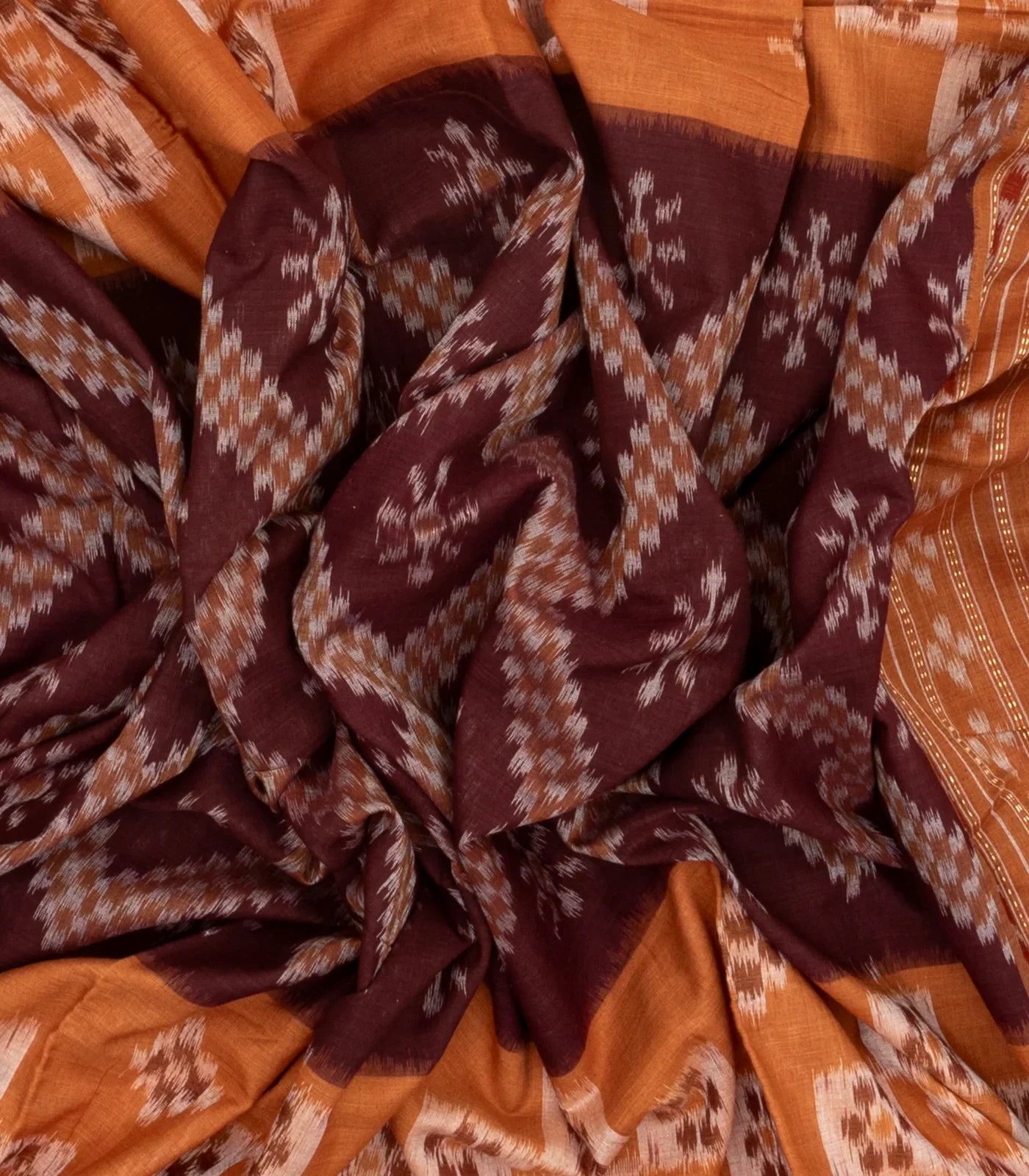 Maroon Handloom Orissa Cotton Saree With Beige Border