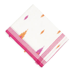 White Bengal Cotton Saree With Diamond Motifs