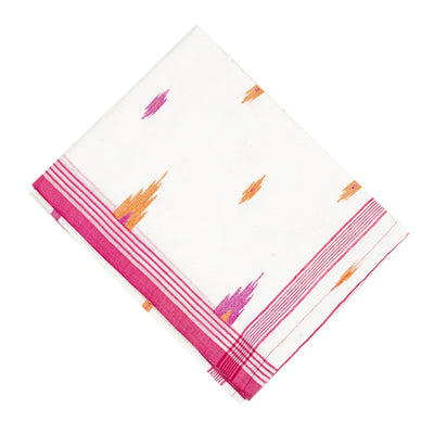 White Bengal Cotton Saree With Diamond Motifs