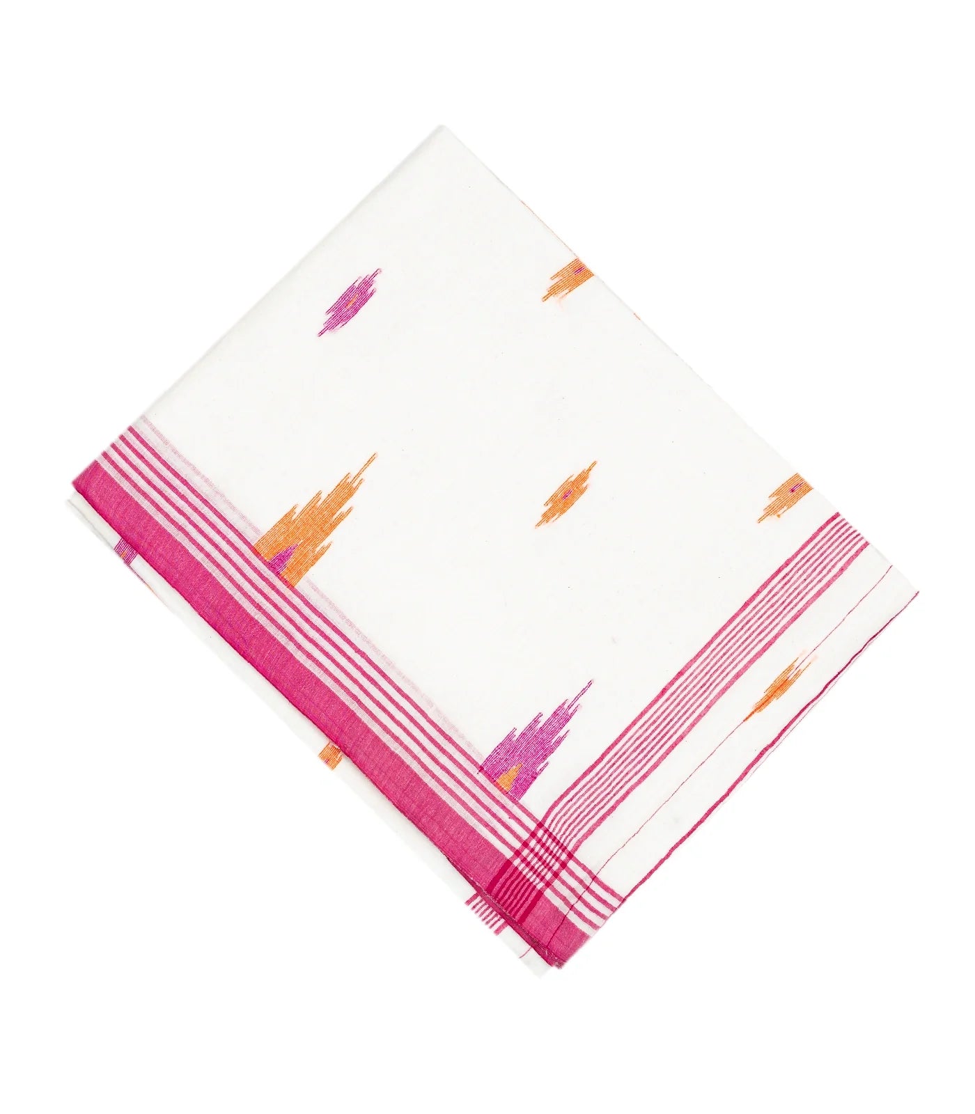 White Bengal Cotton Saree With Diamond Motifs