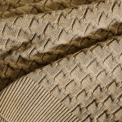 Khaki Zipper Knitted Polo T-Shirt