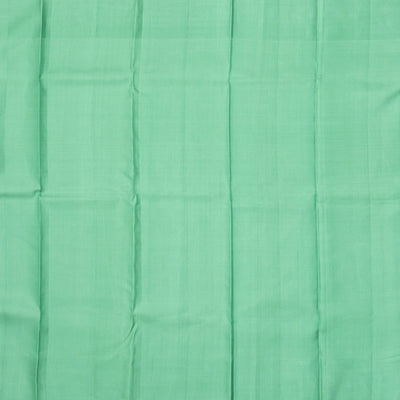 Aquamarine Handloom Kanchipuram Silk Saree With Diagonal Stripes