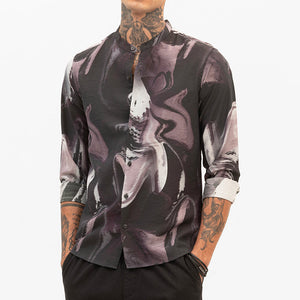 Mauve Abstract Mandarin Shirt