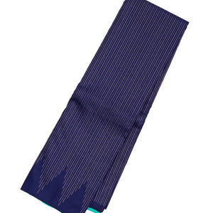 Navy Blue Handloom Kanchipuram Silk Saree With Stripes