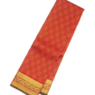 Red Handloom Kanchipuram Silk Saree With Zari Stripes