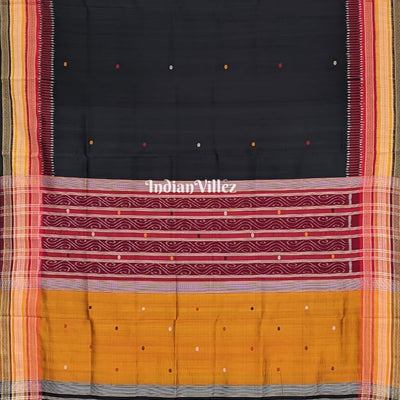 Black Kathiphera Odisha Ikat Khandua Silk Saree