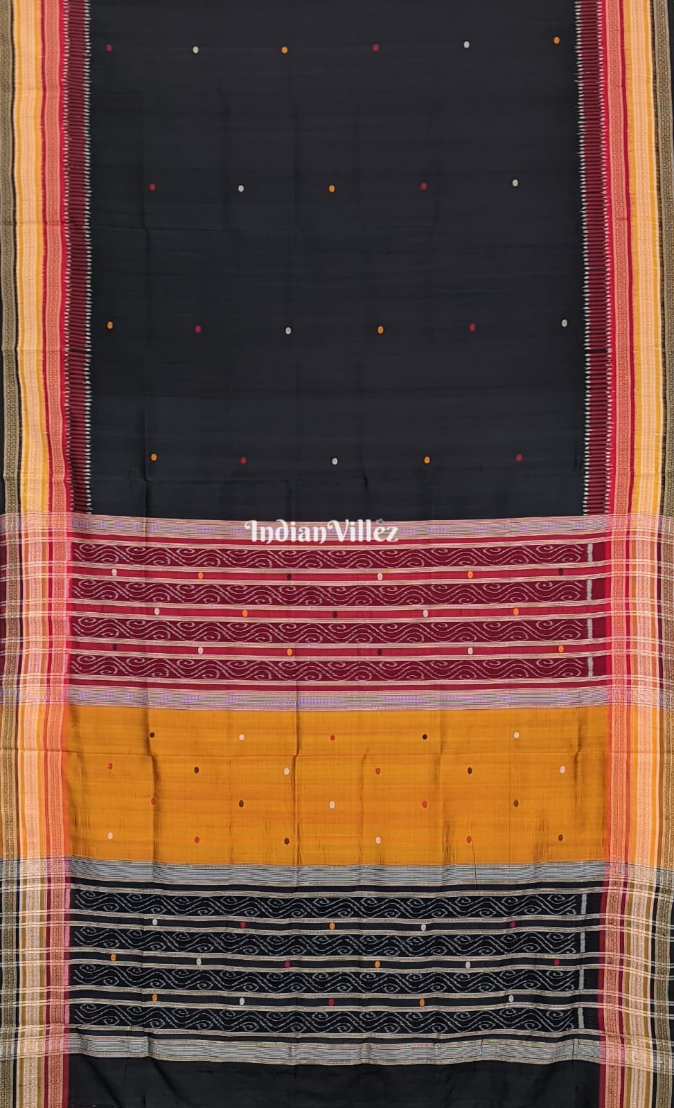 Black Kathiphera Odisha Ikat Khandua Silk Saree