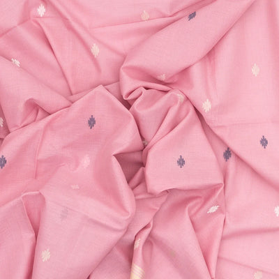 Baby Pink Handloom Bengal Cotton Saree With Buttas