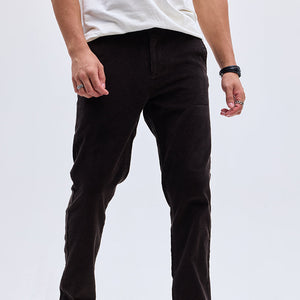 Dark Brown Corduroy Slim Fit Trousers