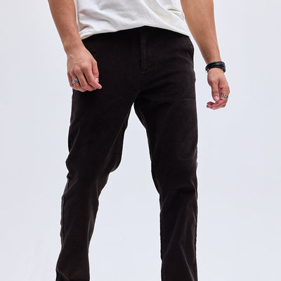Dark Brown Corduroy Slim Fit Trousers