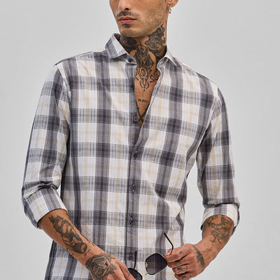 Grey Checks Slim Fit Shirt