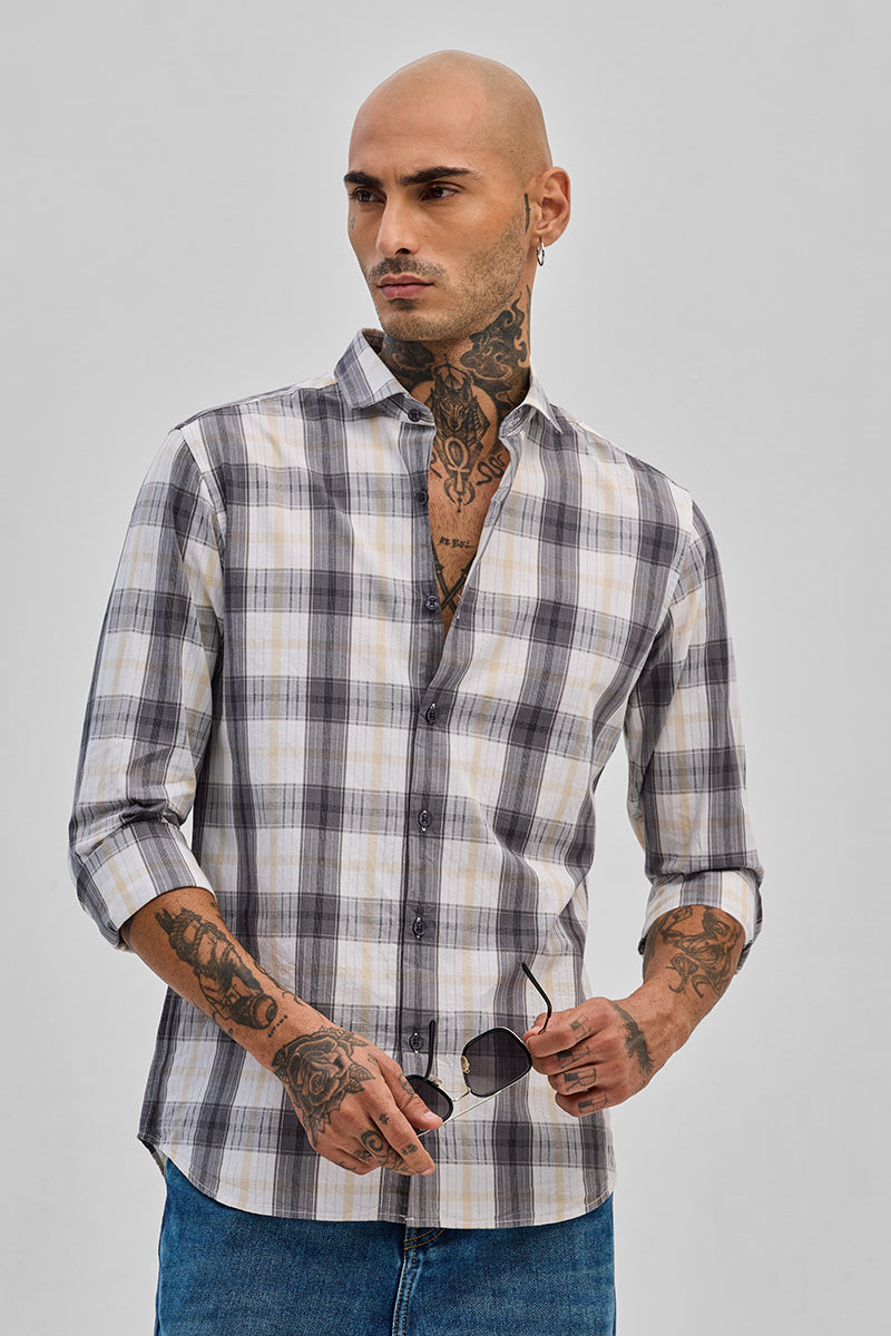 Grey Checks Slim Fit Shirt
