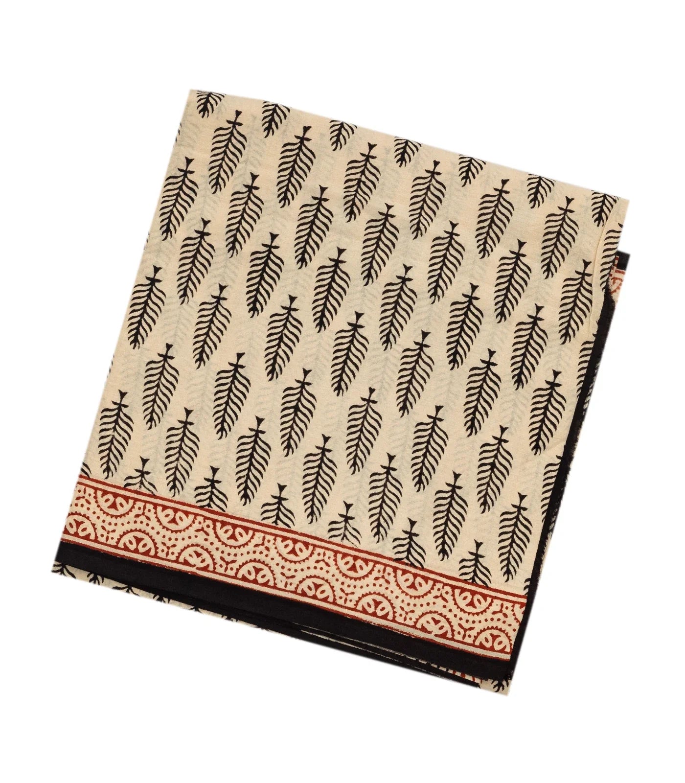 Taupe Woven Jaipur Cotton Saree Printed With Black Flower Motifs