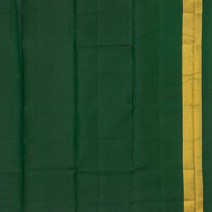 Dark Green Handloom Kanchipuram Silk Saree With Zari Stripes