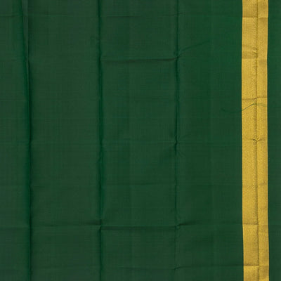 Dark Green Handloom Kanchipuram Silk Saree With Zari Stripes
