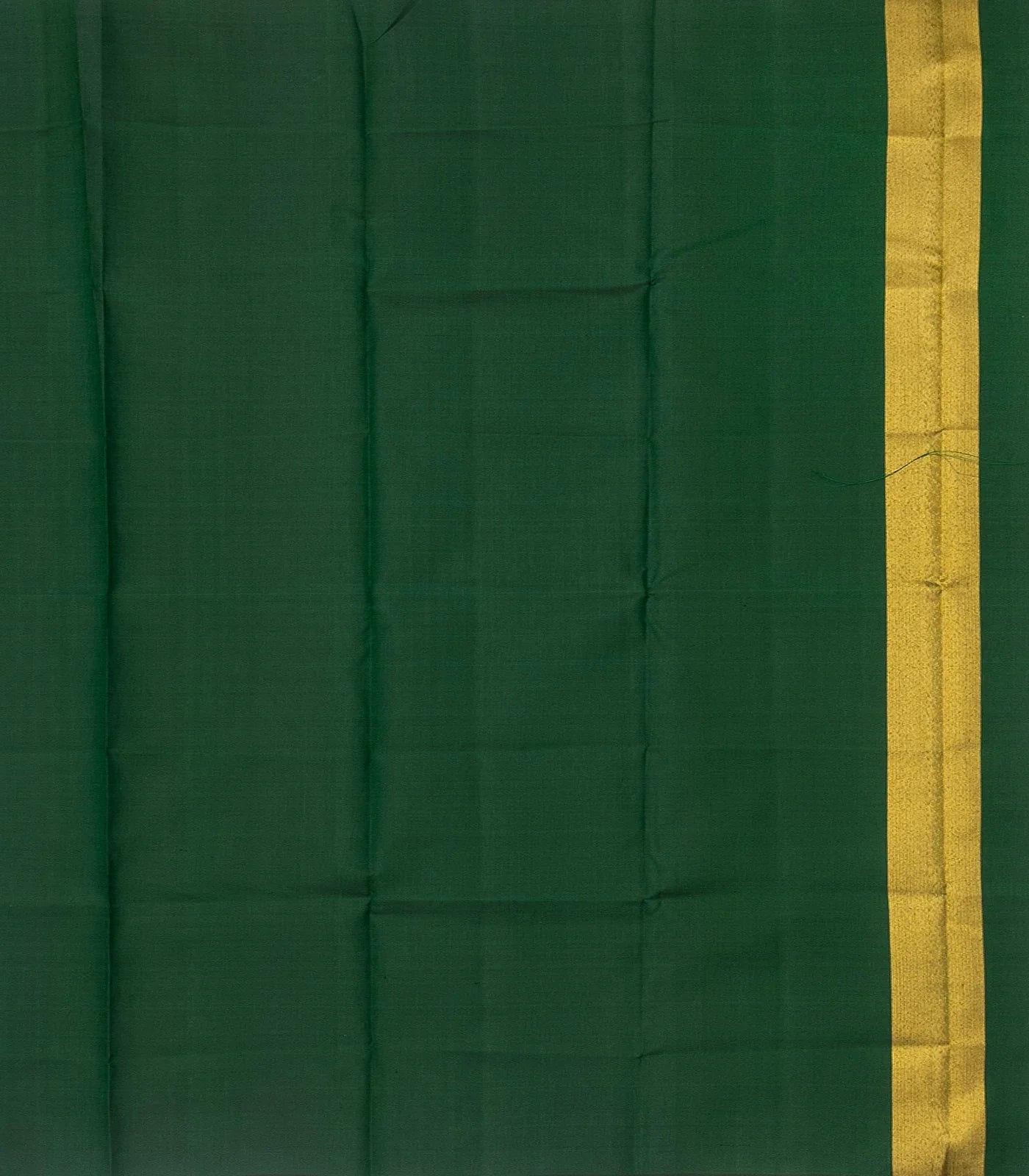 Dark Green Handloom Kanchipuram Silk Saree With Zari Stripes