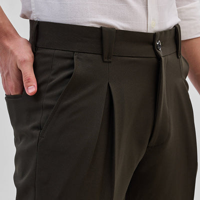 Dark Brown Slim Fit Stretch Trousers