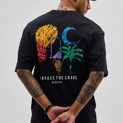 Chaos Black Oversized Fit T-Shirt