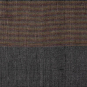 Black Handloom Bengal Cotton Saree With Stripes