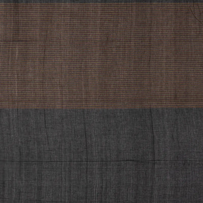 Black Handloom Bengal Cotton Saree With Stripes