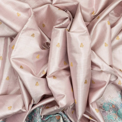 Off White Handloom Kanchipuram Tissue Silk Saree With Meena Floral Border