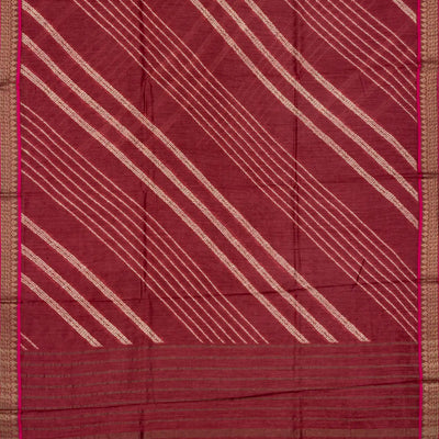 Crimson Handloom Tussar Silk Saree Printed With Bandani Motifs