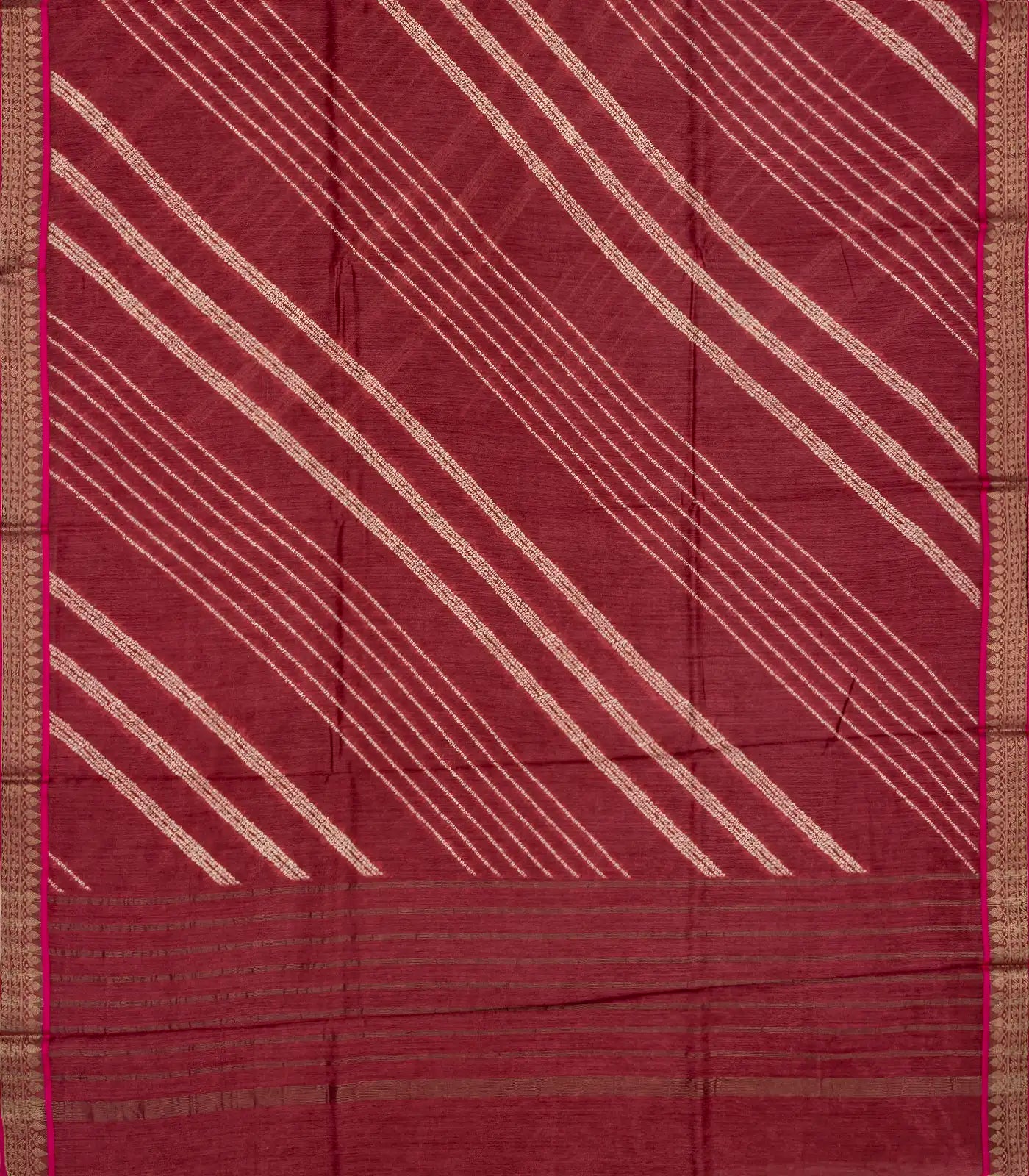 Crimson Handloom Tussar Silk Saree Printed With Bandani Motifs