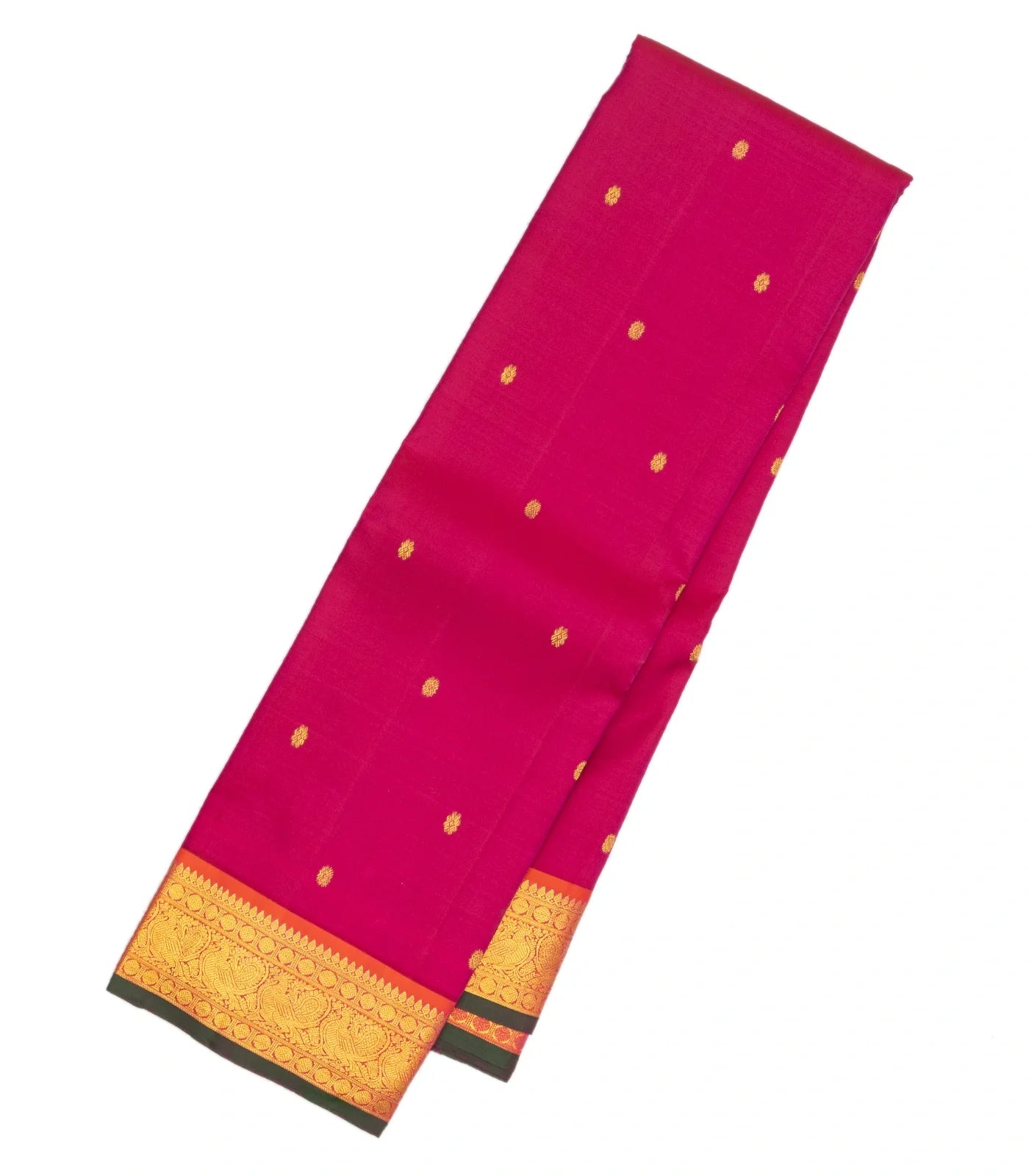 Pink Handloom Kanchipuram Silk Saree With Kamalam Buttas