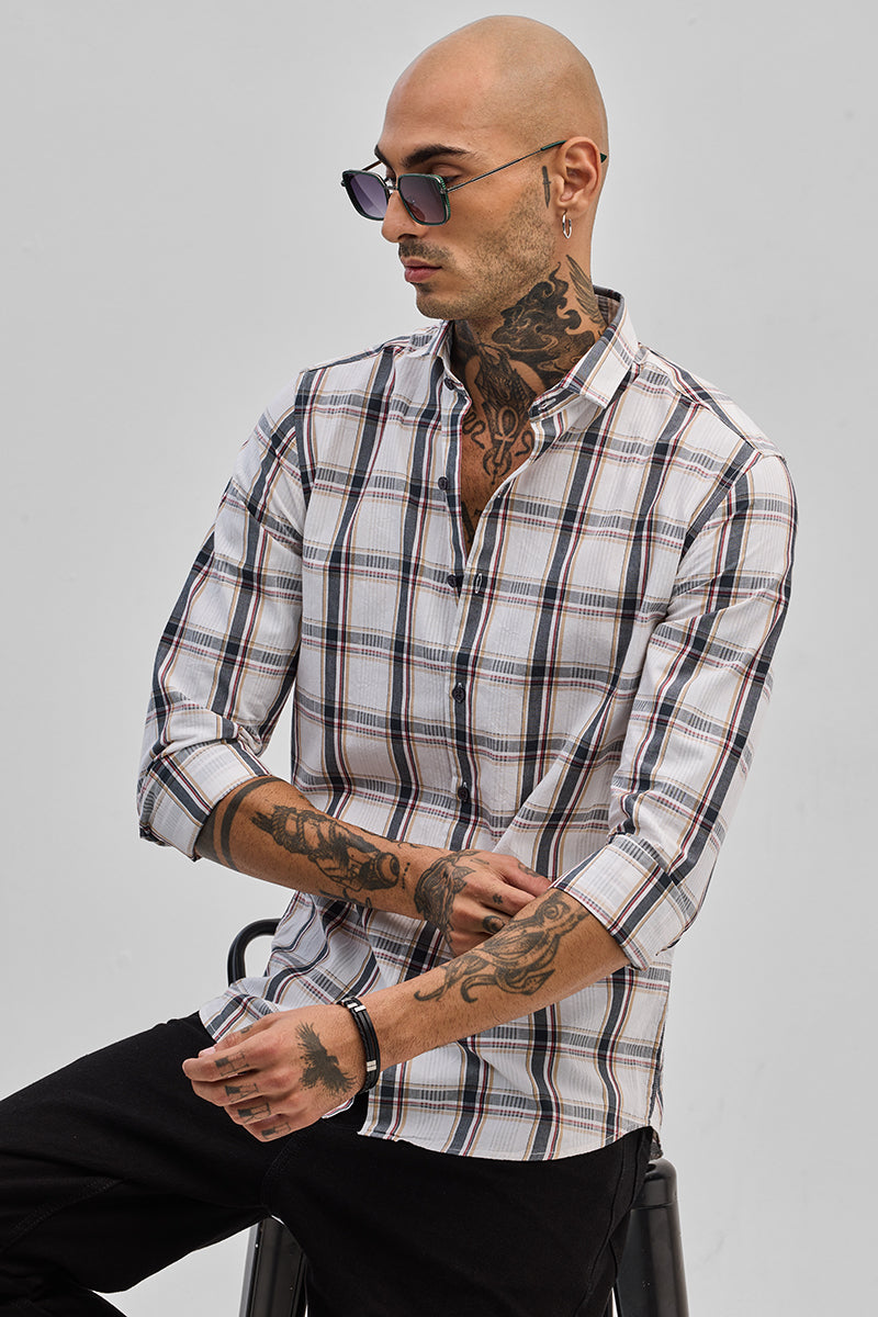 White Checks Slim Fit Shirt