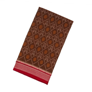 Brown Handloom Orissa Cotton Saree With Tie & Dye Floral Motifs